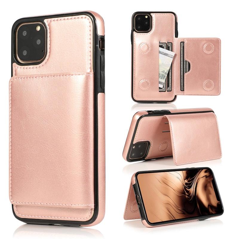 Leather Wallet Case For iPhone 11 Pro Max XS Max XR X 8 7 6S 6Plus 5 5S With Stand Card Pocket Case Cover Shockproof Texture PU Leather  Wallet Cover Stevvex