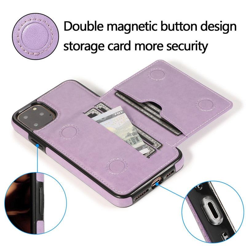 Leather Wallet Case For iPhone 11 Pro Max XS Max XR X 8 7 6S 6Plus 5 5S With Stand Card Pocket Case Cover Shockproof Texture PU Leather  Wallet Cover Stevvex
