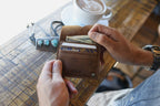 Leather Wing Fold Card Wallet Slim Snap Closure Everyday