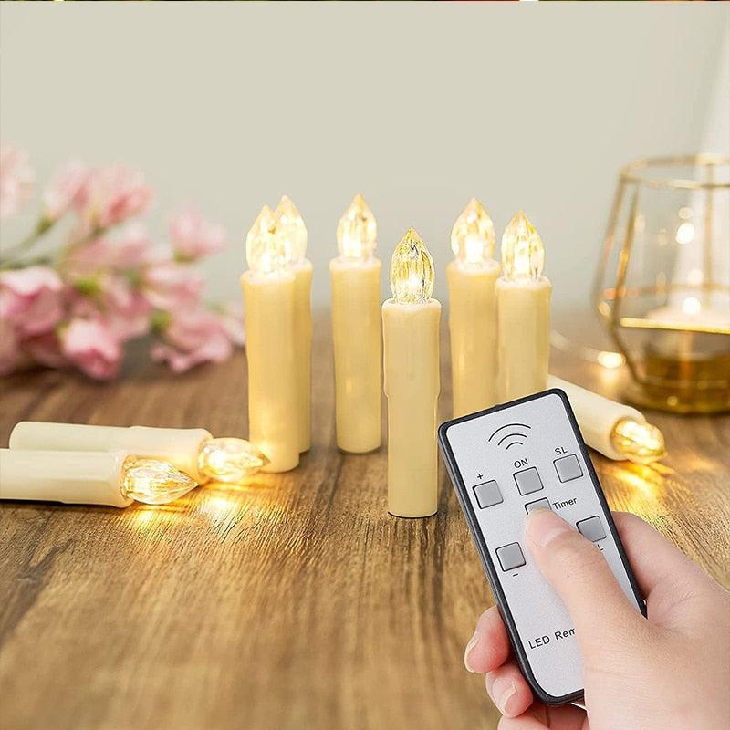 LED Candles Light Flameless Remote Control For Home Dinner Party Christmas Tree Candle LED Flameless Taper Candles Flickering with Remote Timer Battery Operated Waterproof Christmas Tree Candles Warm White Window Candles  Decoration Lamp Light New Years Stevvex