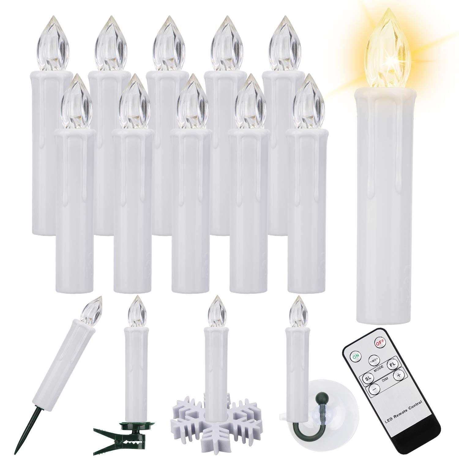 LED Candles Light Flameless Remote Control For Home Dinner Party Christmas Tree Candle LED Flameless Taper Candles Flickering with Remote Timer Battery Operated Waterproof Christmas Tree Candles Warm White Window Candles  Decoration Lamp Light New Years Stevvex