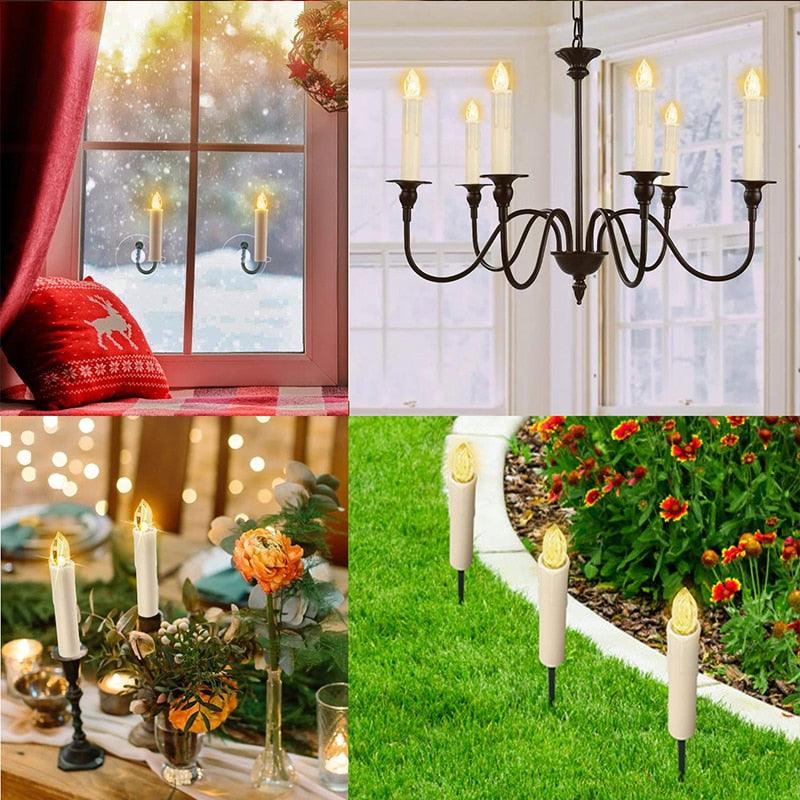 LED Candles Light Flameless Remote Control For Home Dinner Party Christmas Tree Candle LED Flameless Taper Candles Flickering with Remote Timer Battery Operated Waterproof Christmas Tree Candles Warm White Window Candles  Decoration Lamp Light New Years Stevvex
