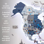 3D LED / LUMINOUS Wooden World Map 3.0 Cruise - SJB-DIAMOND ELITES