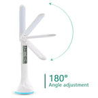 LED Desk Lamp Foldable Dimmable Touch Rechargeable Table Lamp with Calendar Temperature Alarm Clock Decorative Table Lamp Cute Study Lamps for Bedroom Décor Stevvex