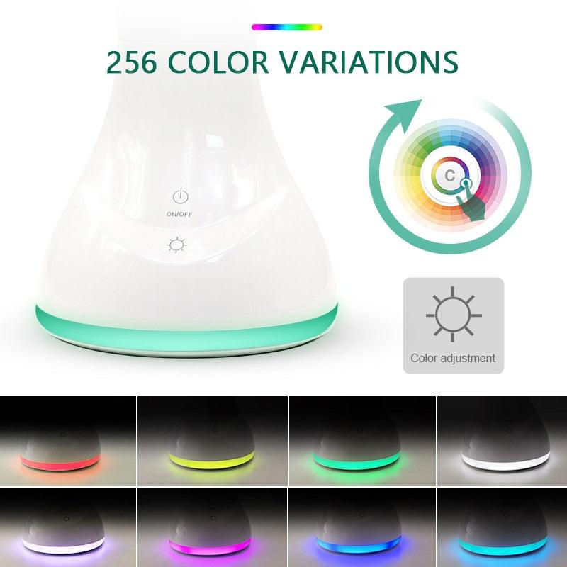 LED Desk Lamp Foldable Dimmable Touch Rechargeable Table Lamp with Calendar Temperature Alarm Clock Decorative Table Lamp Cute Study Lamps for Bedroom Décor Stevvex