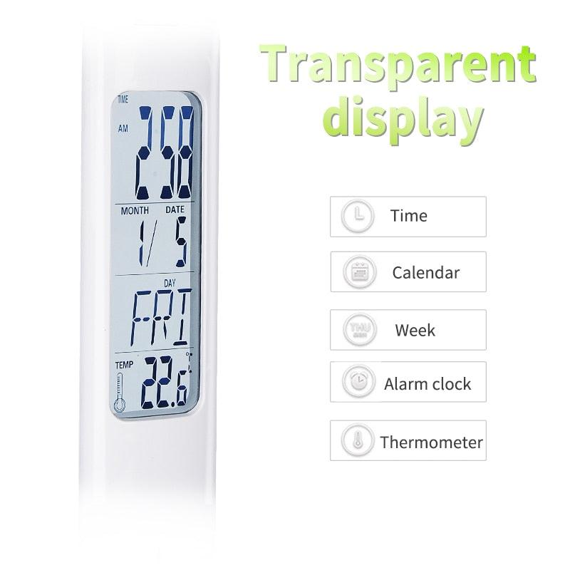 LED Desk Lamp Foldable Dimmable Touch Rechargeable Table Lamp with Calendar Temperature Alarm Clock Decorative Table Lamp Cute Study Lamps for Bedroom Décor Stevvex
