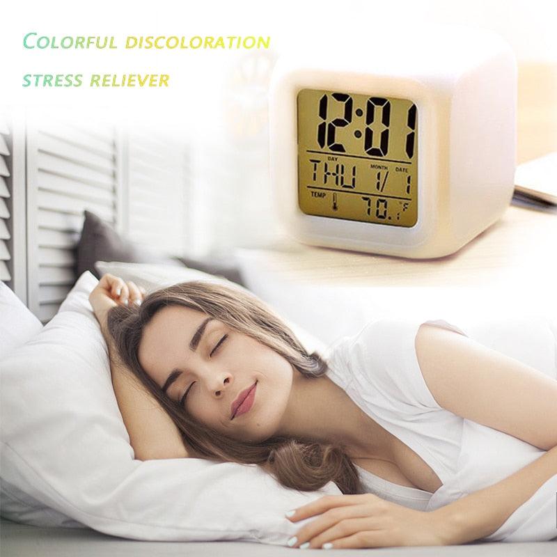 LED Digital Smart Alarm Clock Electronic Desktop Clocks LCD Display Showing Time Alarm Date Bedside Alarm Clocks with Snooze for Bedroom Kitchen Office Battery Operated  Watch Table Electronic Desktop Clocks USB Wake Up Clock Wake Up Time Stevvex