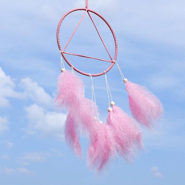LED Dream Catcher Lamp Flying Wind Chimes Lighting Dream-catcher Handmade Ornaments Traditional Gifts Feather Pendant Romantic Creative Wall Hanging Home Wall Decoration Ornament Craft Native American Style Stevvex