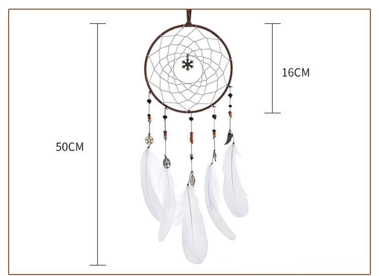 LED Dream Catcher Lamp Flying Wind Chimes Lighting Dream-catcher Handmade Ornaments Traditional Gifts Feather Pendant Romantic Creative Wall Hanging Home Wall Decoration Ornament Craft Native American Style Stevvex