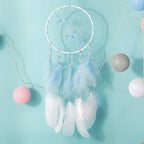 LED Dream Catcher Lamp Flying Wind Chimes Lighting Dream-catcher Handmade Ornaments Traditional Gifts Feather Pendant Romantic Creative Wall Hanging Home Wall Decoration Ornament Craft Native American Style Stevvex