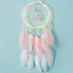 LED Dream Catcher Lamp Flying Wind Chimes Lighting Dream-catcher Handmade Ornaments Traditional Gifts Feather Pendant Romantic Creative Wall Hanging Home Wall Decoration Ornament Craft Native American Style Stevvex