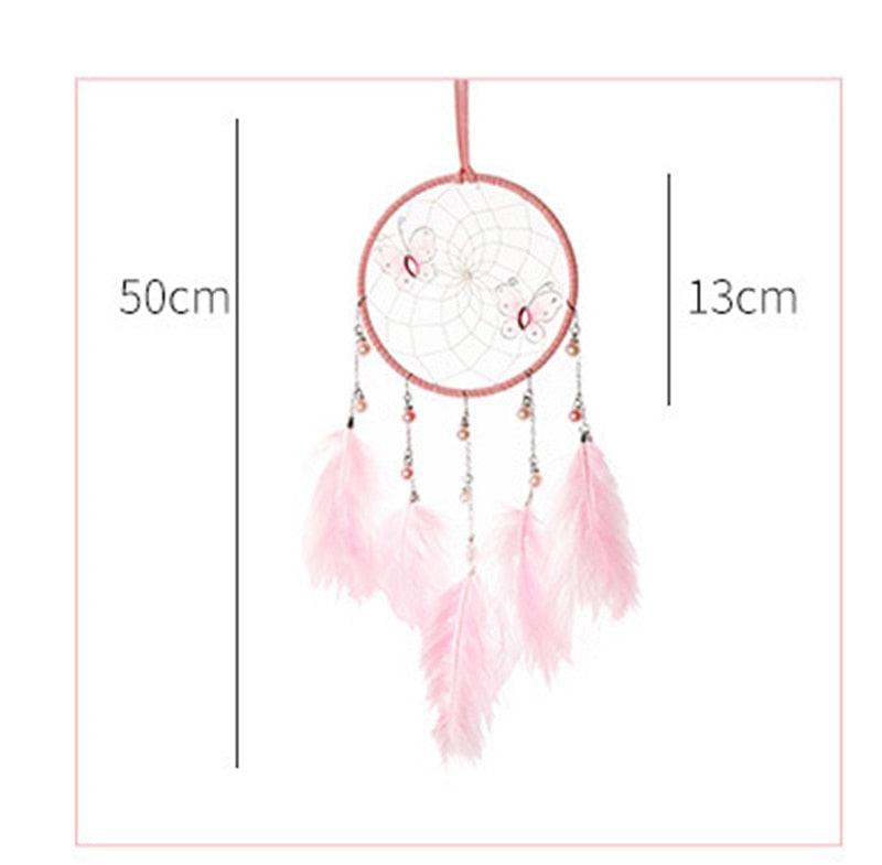 LED Dream Catcher Lamp Flying Wind Chimes Lighting Dream-catcher Handmade Ornaments Traditional Gifts Feather Pendant Romantic Creative Wall Hanging Home Wall Decoration Ornament Craft Native American Style Stevvex