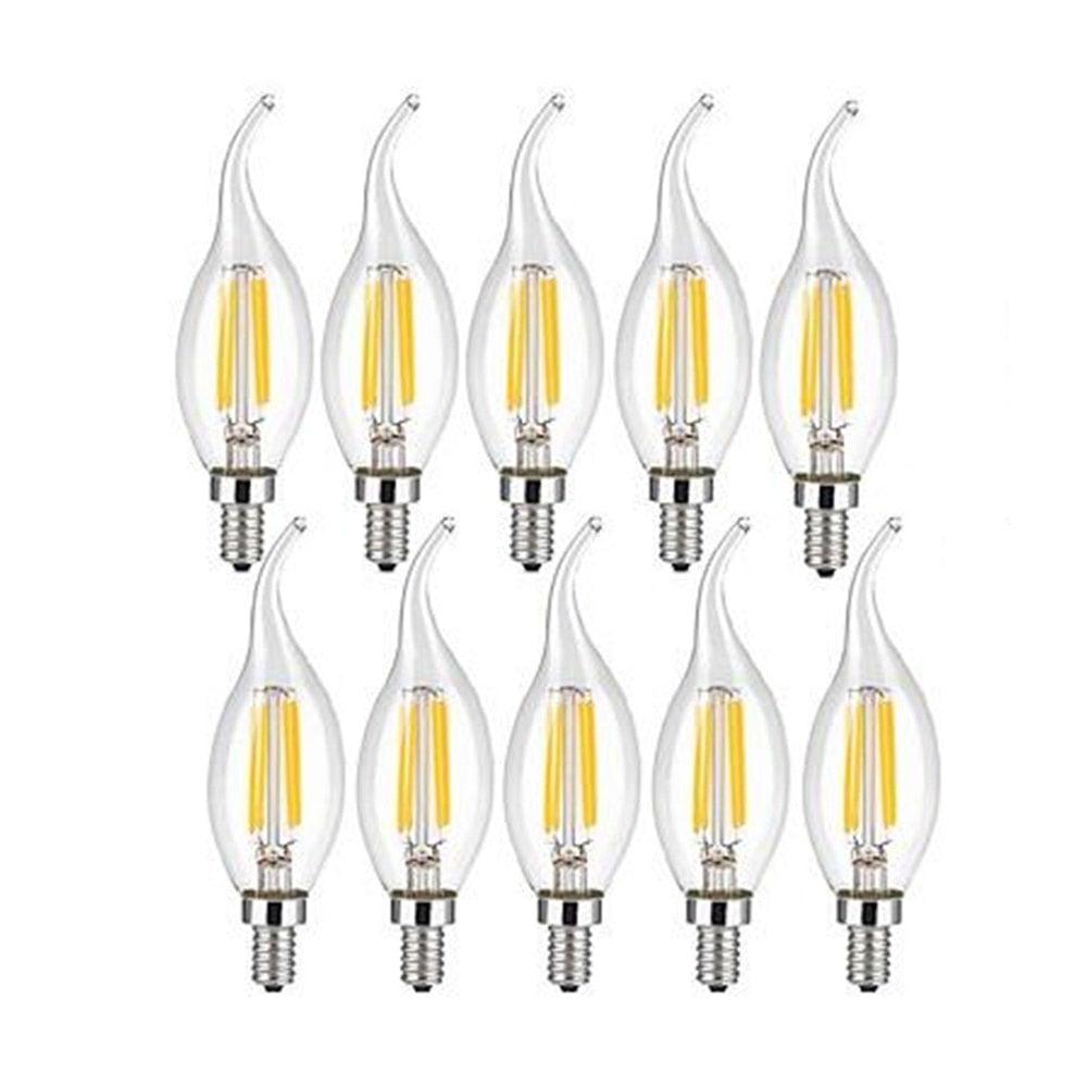 LED Filament Bulb E14 4W/6W AC220V Glass Shell 360 Degree C35 Edison Retro Candle Light Warm/Cold White  LED Candelabra Bulb 25W Equivalent 250 Lumens, 3000K Soft White 2W Filament Dimmable LED Chandelier Light Bulbs Stevvex
