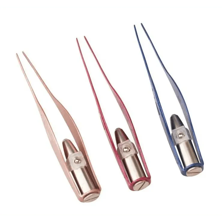 LED Flashlight Stainless Steel Tweezers Ear Pick Clean Colorful Tweezers Tool Hair Removal Care Stevvex