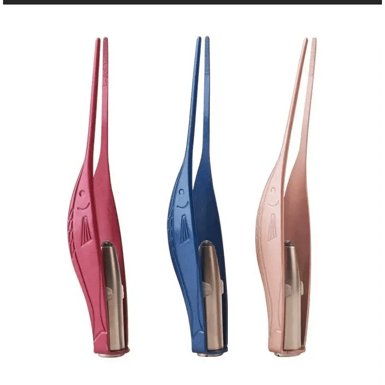 LED Flashlight Stainless Steel Tweezers Ear Pick Clean Colorful Tweezers Tool Hair Removal Care Stevvex