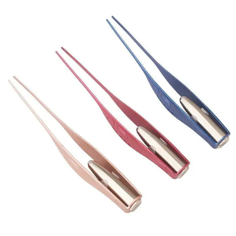 LED Flashlight Stainless Steel Tweezers Ear Pick Clean Colorful Tweezers Tool Hair Removal Care Stevvex
