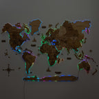 3D LED Wooden World Map 2.0 Gold - SJB-DIAMOND ELITES