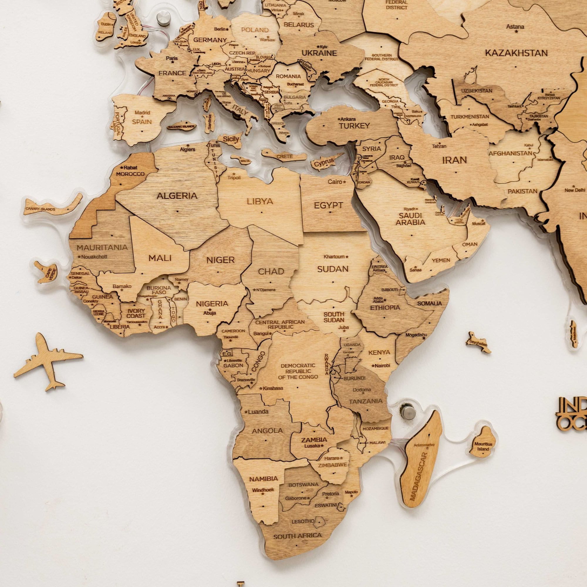 3D LED Wooden World Map 2.0 Gold - SJB-DIAMOND ELITES