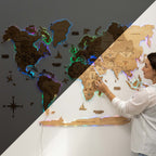 3D LED Wooden World Map 2.0 Gold - SJB-DIAMOND ELITES