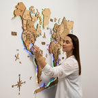 3D LED Wooden World Map 2.0 Gold - SJB-DIAMOND ELITES