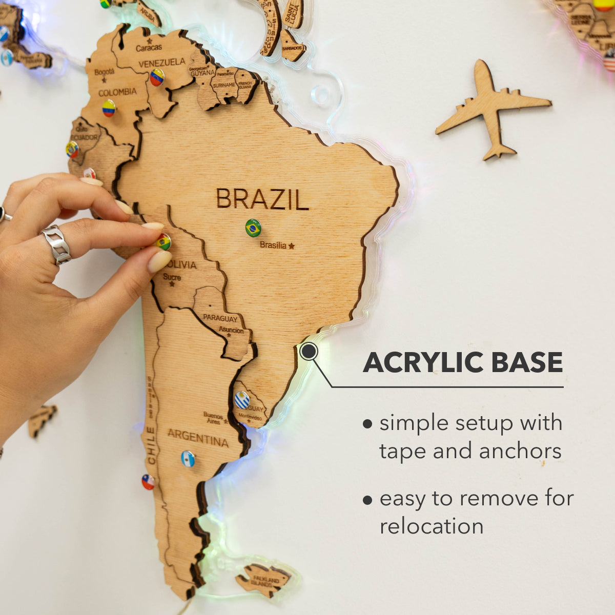 3D LED Wooden World Map 2.0 Gold - SJB-DIAMOND ELITES