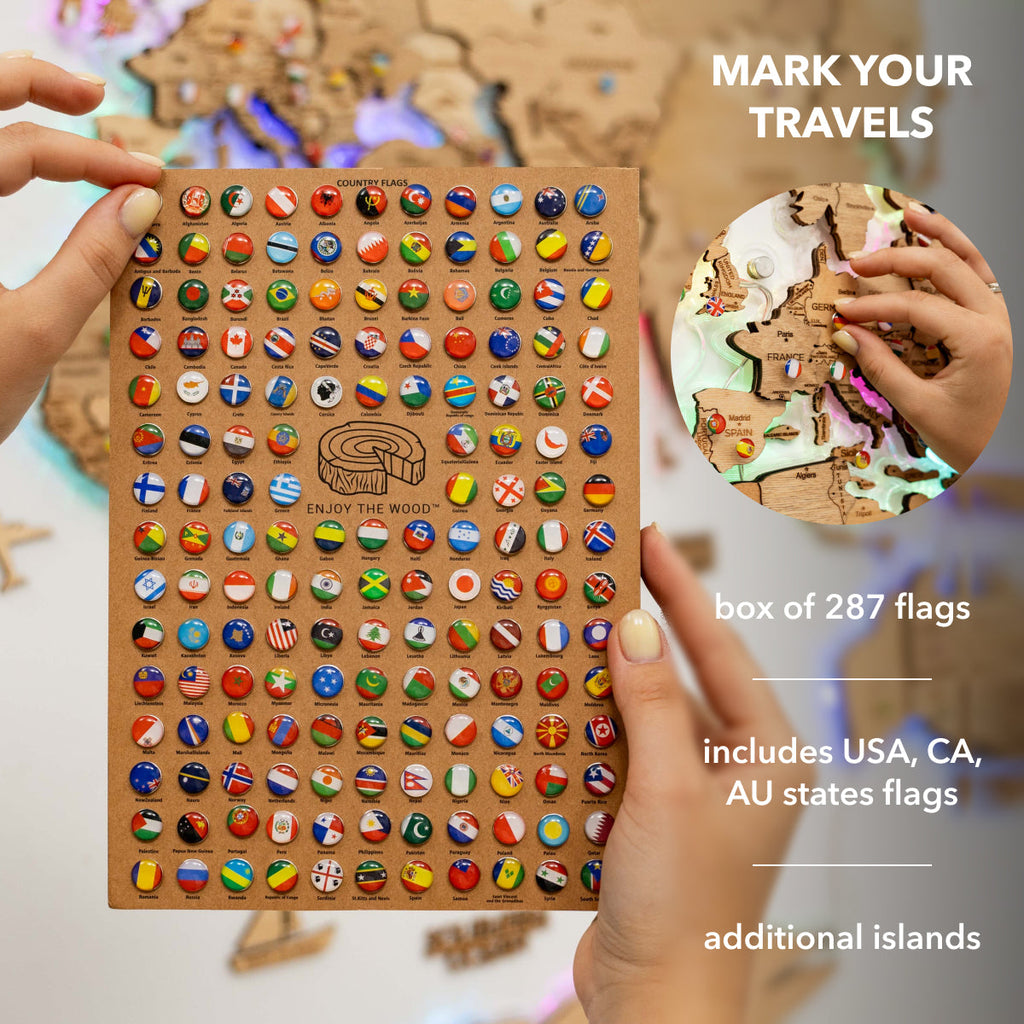 3D LED Wooden World Map 2.0 Gold - SJB-DIAMOND ELITES