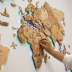 3D LED Wooden World Map 2.0 Gold - SJB-DIAMOND ELITES