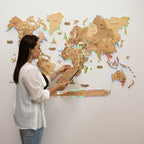 3D LED Wooden World Map 2.0 Gold - SJB-DIAMOND ELITES