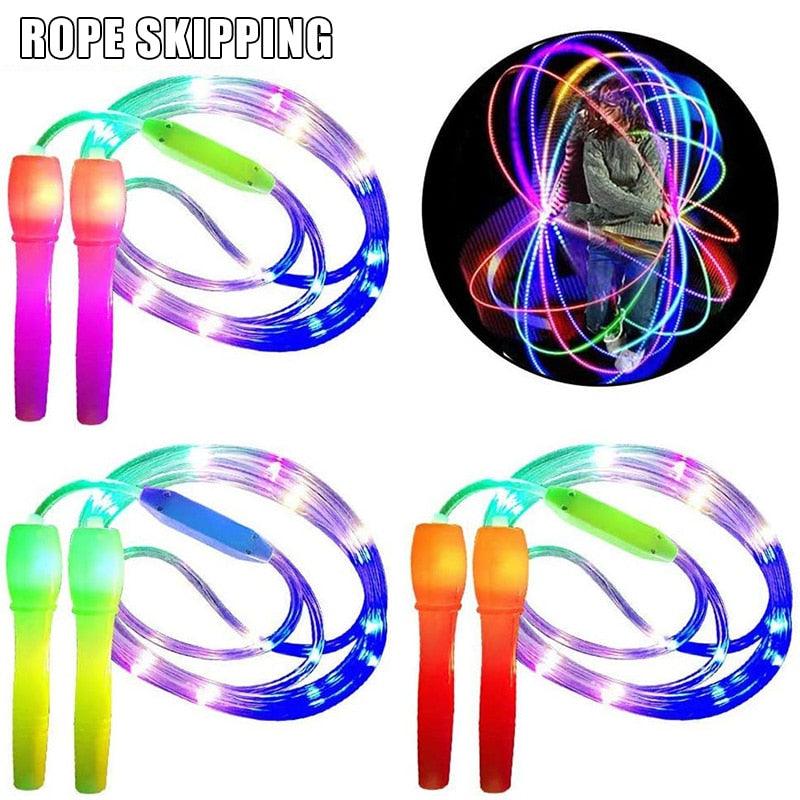 LED Luminous Jump Ropes Skipping Rope Cable For Kids Adjustable Plastic Jump Rope Skipping Rope Outdoor Jump Ropes For Night Exercise Fitness Training Sports Stevvex