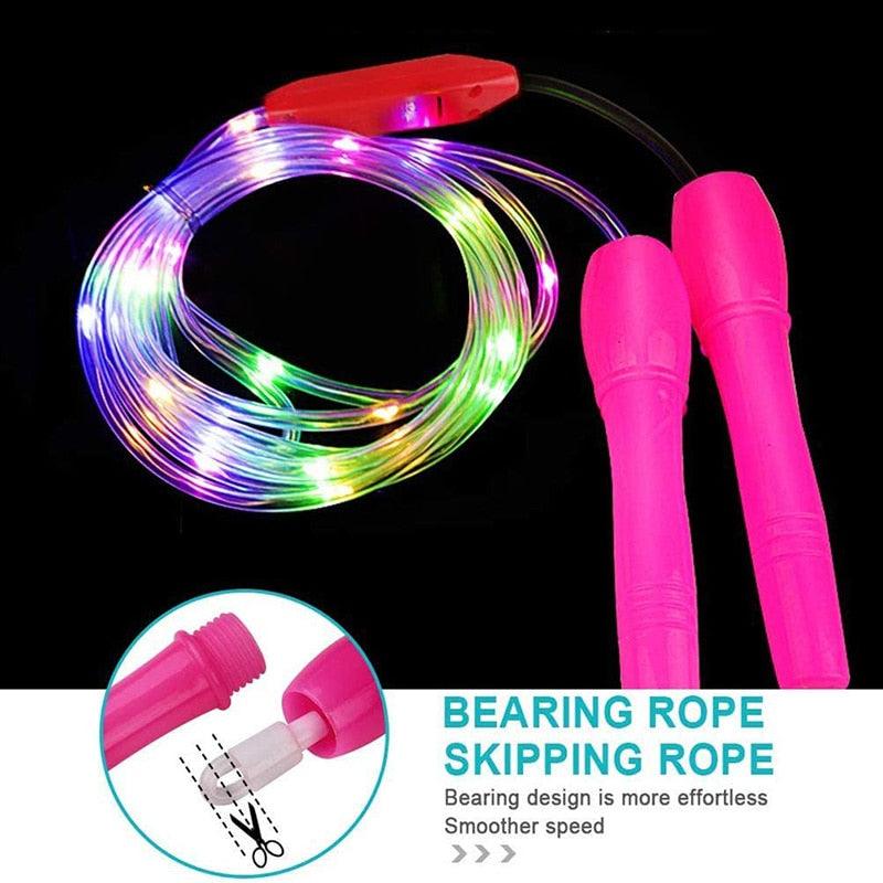 LED Luminous Jump Ropes Skipping Rope Cable For Kids Adjustable Plastic Jump Rope Skipping Rope Outdoor Jump Ropes For Night Exercise Fitness Training Sports Stevvex