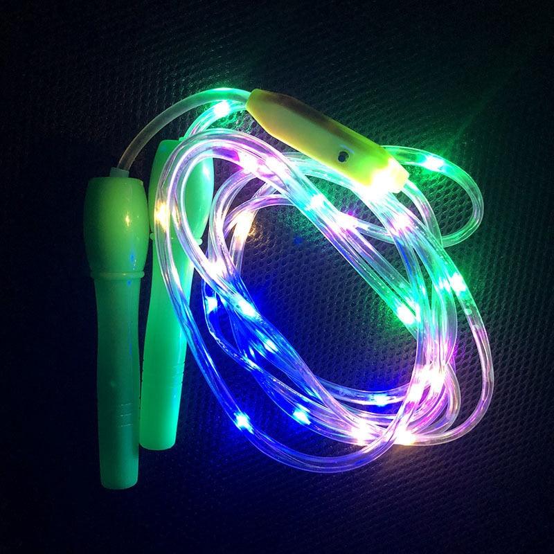 LED Luminous Jump Ropes Skipping Rope Cable For Kids Adjustable Plastic Jump Rope Skipping Rope Outdoor Jump Ropes For Night Exercise Fitness Training Sports Stevvex