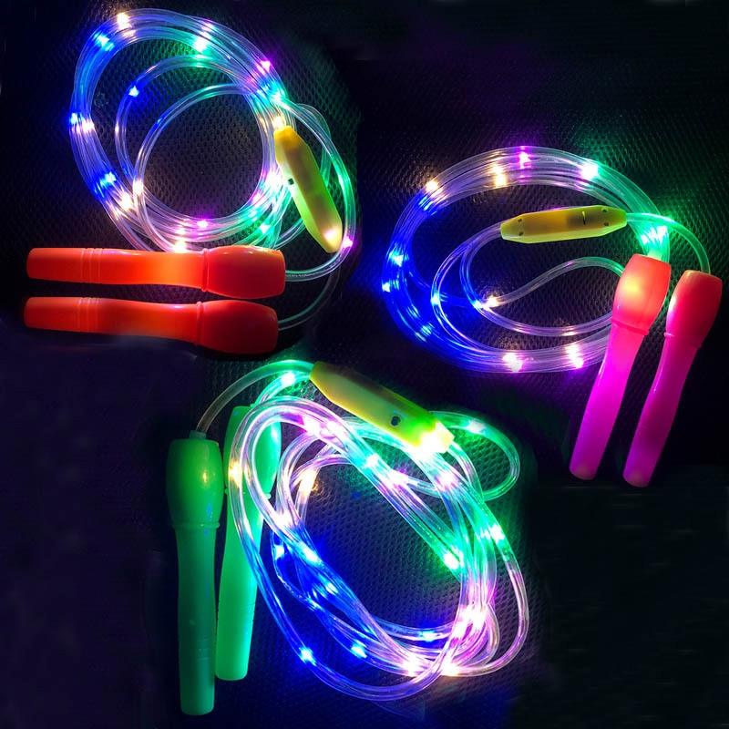 LED Luminous Kids Skipping Ropes Kids Night Exercise Fitness Training Sports Supplies Colorful Glowing Skipping Rope Handles Fast Speed Rope LED Light Up Without Tangles For Basic Jumping Training Women Kids Stevvex