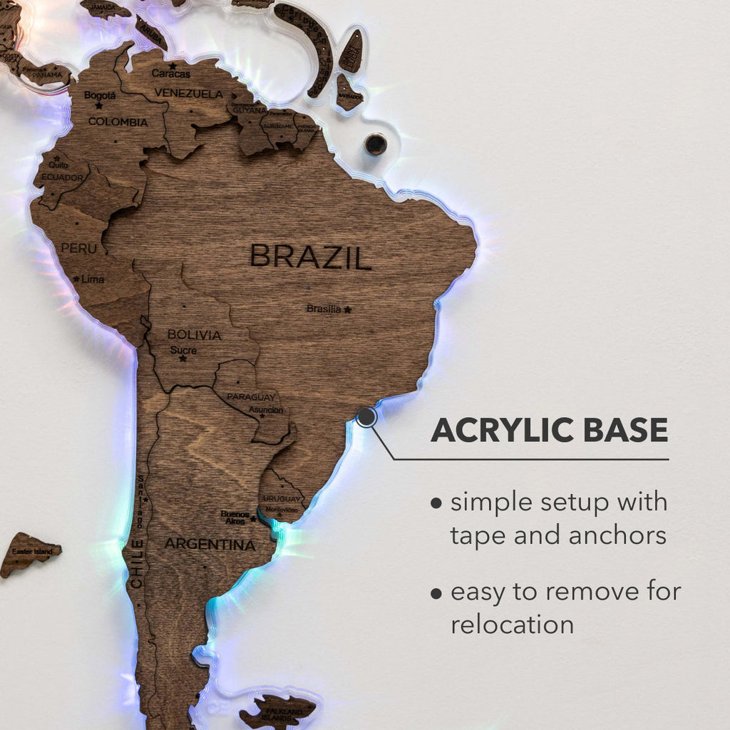 3D LED Wooden World Map 2.0 Dark Walnut - SJB-DIAMOND ELITES