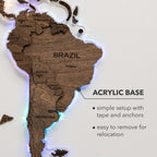 3D LED Wooden World Map 2.0 Dark Walnut - SJB-DIAMOND ELITES