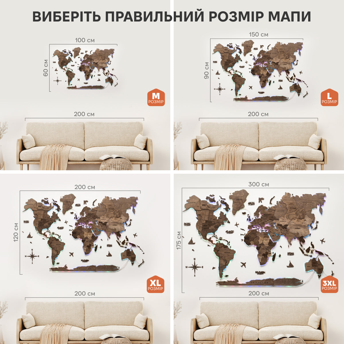 3D LED Wooden World Map 2.0 Dark Walnut - SJB-DIAMOND ELITES
