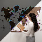 3D LED Wooden World Map 2.0 Dark Walnut - SJB-DIAMOND ELITES