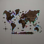 3D LED Wooden World Map 2.0 Dark Walnut - SJB-DIAMOND ELITES