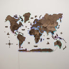 3D LED Wooden World Map 2.0 Dark Walnut - SJB-DIAMOND ELITES