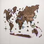 3D LED Wooden World Map 2.0 Dark Walnut - SJB-DIAMOND ELITES