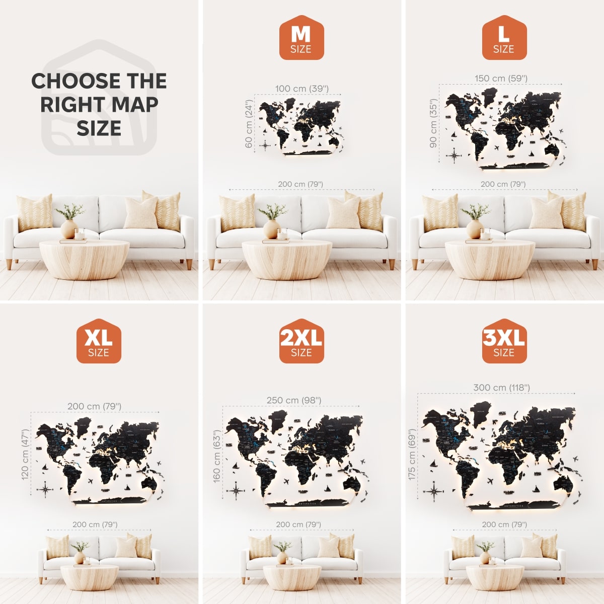 3D LED / LUMINOUS Wooden World Map 3.0 Space - SJB-DIAMOND ELITES