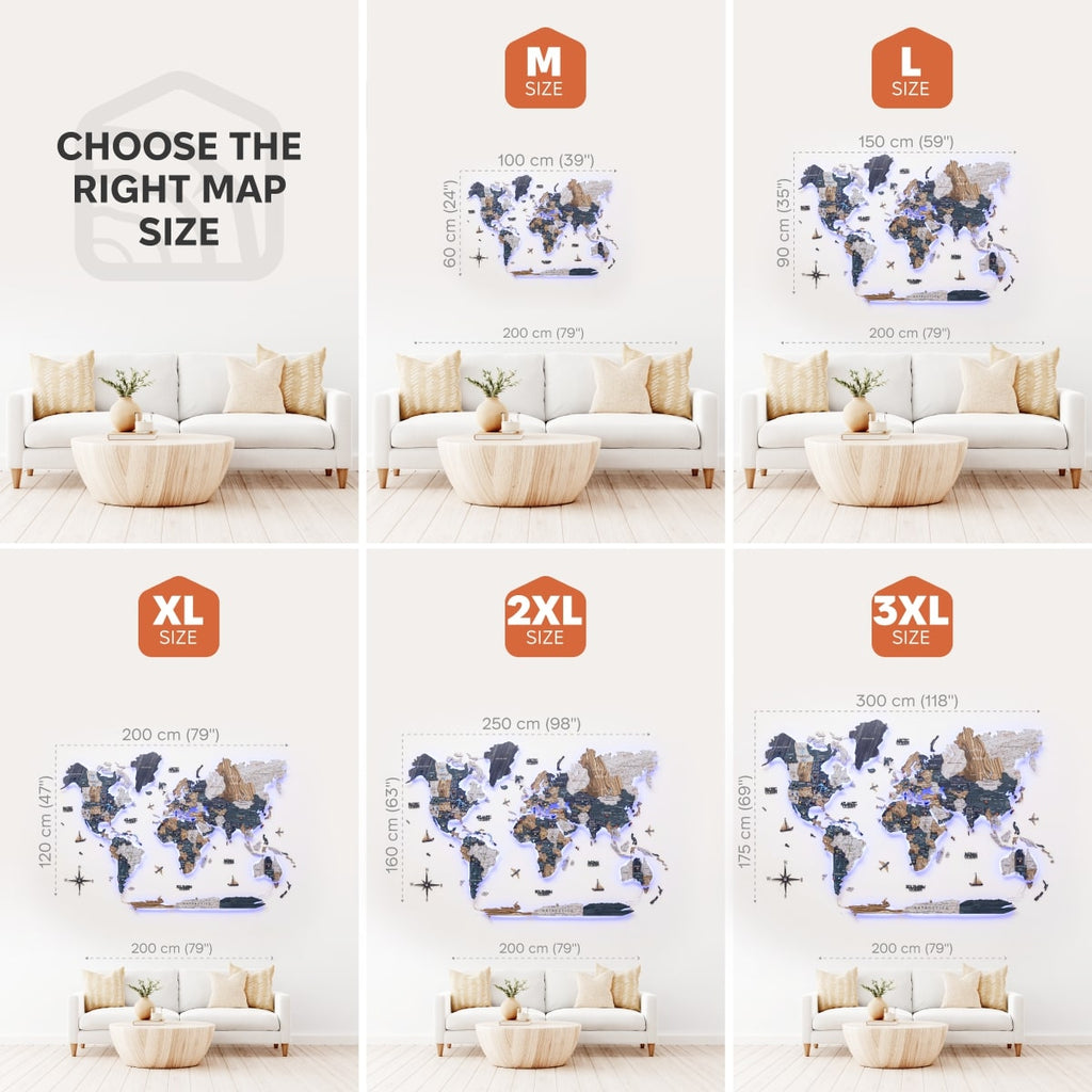 3D LED / LUMINOUS Wooden World Map 3.0 Mystery - SJB-DIAMOND ELITES