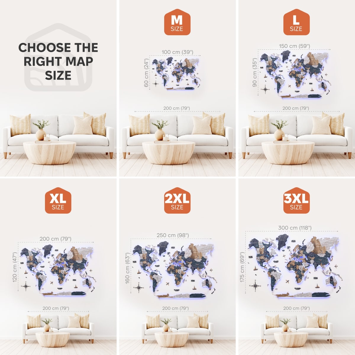 3D LED / LUMINOUS Wooden World Map 3.0 Mystery - SJB-DIAMOND ELITES
