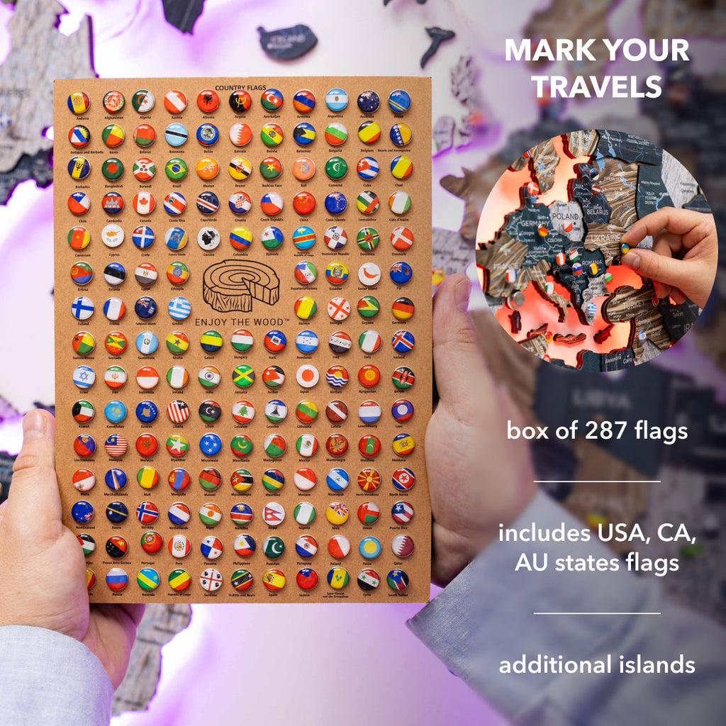 3D LED / LUMINOUS Wooden World Map 3.0 Mystery - SJB-DIAMOND ELITES