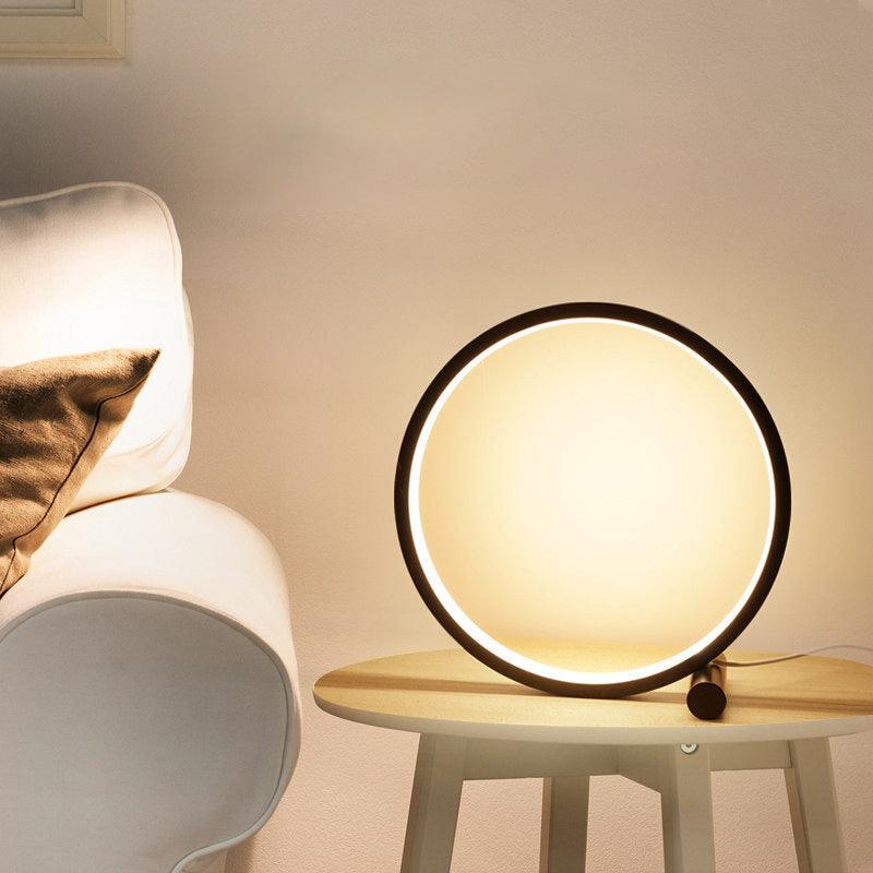 LED Table Lamp Bedroom Bedside Lamp Round Acrylic Living Room Lamp Reading Lamp Black/white Touch Control Dimmable Night Light Decorative Table Lamp Cute Study Lamps for Bedroom Décor Stevvex