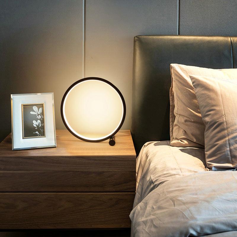 LED Table Lamp Bedroom Bedside Lamp Round Acrylic Living Room Lamp Reading Lamp Black/white Touch Control Dimmable Night Light Decorative Table Lamp Cute Study Lamps for Bedroom Décor Stevvex