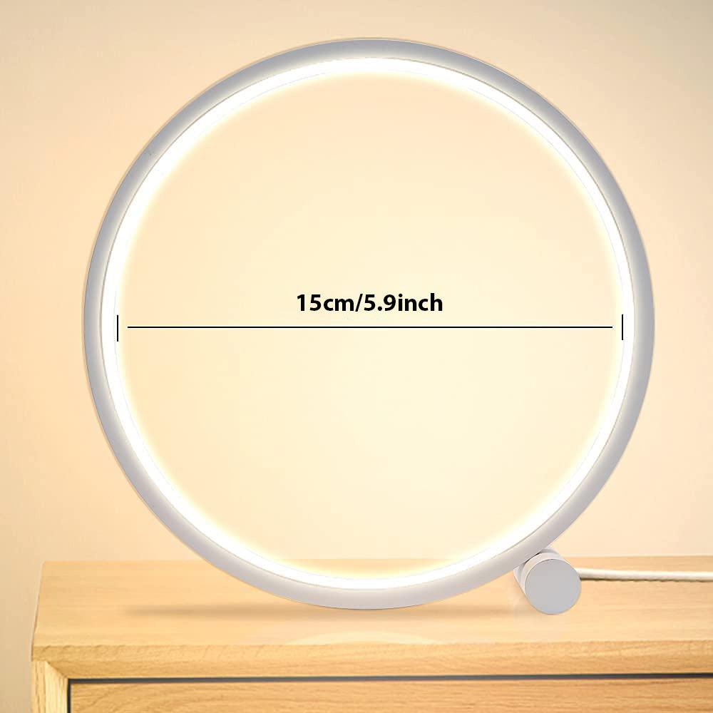 LED Table Lamp Bedroom Bedside Lamp Round Acrylic Living Room Lamp Reading Lamp Black/white Touch Control Dimmable Night Light Decorative Table Lamp Cute Study Lamps for Bedroom Décor Stevvex
