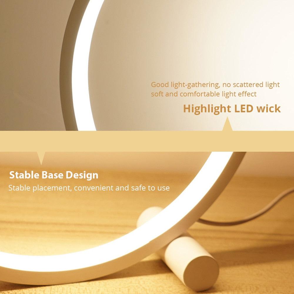 LED Table Lamp Bedroom Bedside Lamp Round Acrylic Living Room Lamp Reading Lamp Black/white Touch Control Dimmable Night Light Decorative Table Lamp Cute Study Lamps for Bedroom Décor Stevvex