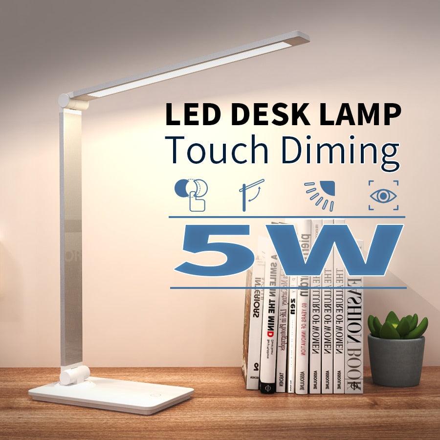 LED Table Lamp Desk Lamp Step less Dimmable Reading Office Foldable Rotatable Touch Switch DC 5V USB Night Light Desk Lamps Decorative Table Lamp Cute Study Lamps for Bedroom Décor Stevvex