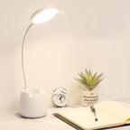 LED Table Lamp With Pen Holder Touch Dimmable Flexo Desk Lamp USB Rechargeable Eye Protection Bedside Learning Reading Lamp Decorative Table Lamp Cute Study Lamps for Bedroom Décor