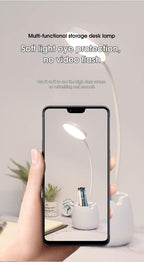 LED Table Lamp With Pen Holder Touch Dimmable Flexo Desk Lamp USB Rechargeable Eye Protection Bedside Learning Reading Lamp Decorative Table Lamp Cute Study Lamps for Bedroom Décor